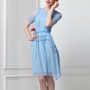 Veronica Ruffled Baby Blue Vintage Inspired Dress